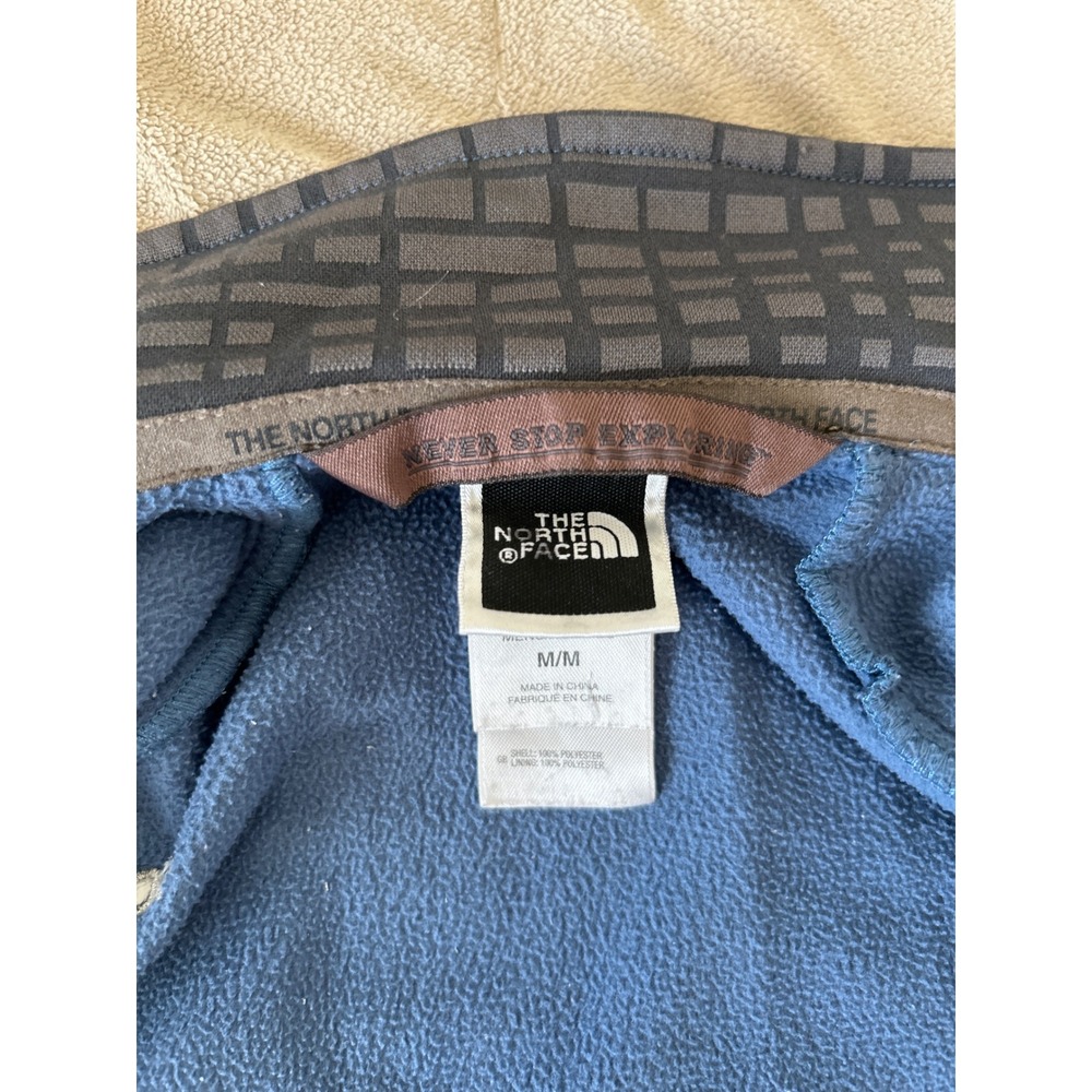 The North Face Mens Full Zip Fleece Jacket Blue Two Tone Mock Neck Medium - Picture 9 of 13